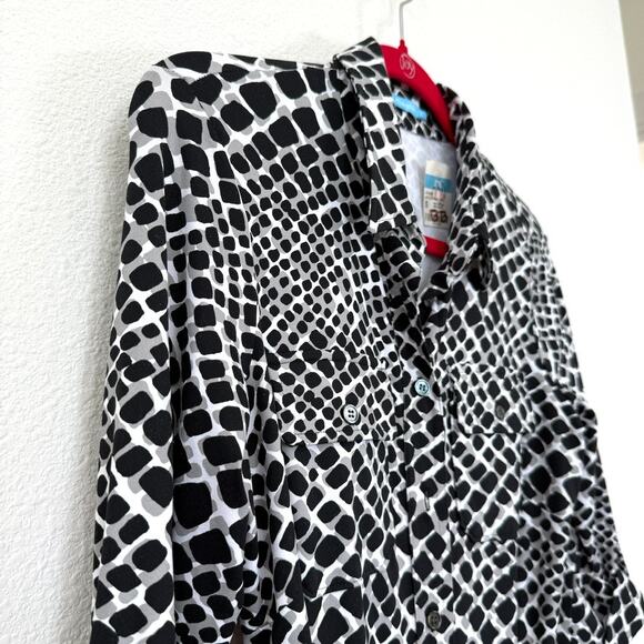 NWT J.McLaughlin Gilchrist Shirt Dress Mod Snake Print Black White 3/4 Sleeve S - Picture 3 of 6
